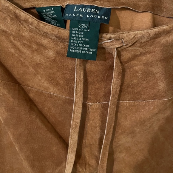 RALPH LAUREN SUEDE 22W MIDI SKIRT MAX WAIST 42 INCHES CAMEL TAN - Picture 3 of 14